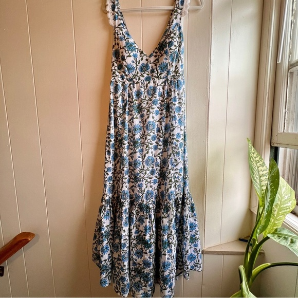 Eddy Clark Floral Maxi Boho Dress Medium Blue & White NWT - Picture 4 of 13